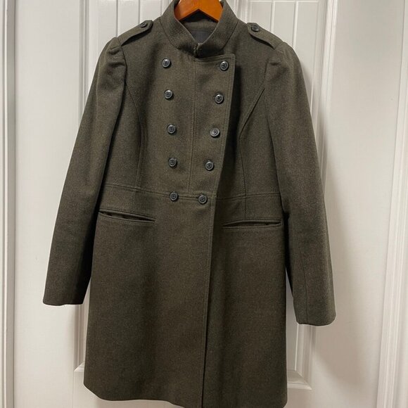 Banana Republic Melton Wool Long Military Jacket Green - SP - Picture 5 of 16